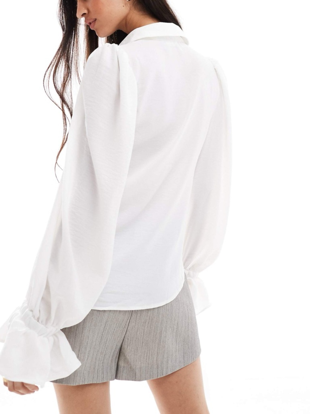 ASOS White Ruffle Sleeve Button Down - Picture 2 of 9